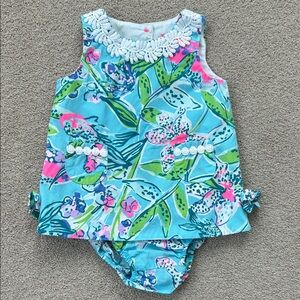 VGUC Lilly Pulitzer blue & green floral bloomer set